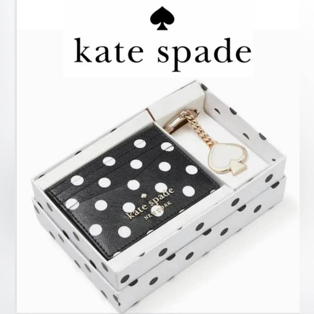 NEW KATE SPADE New York - cheers charming dot gift set -cardholder & keychain